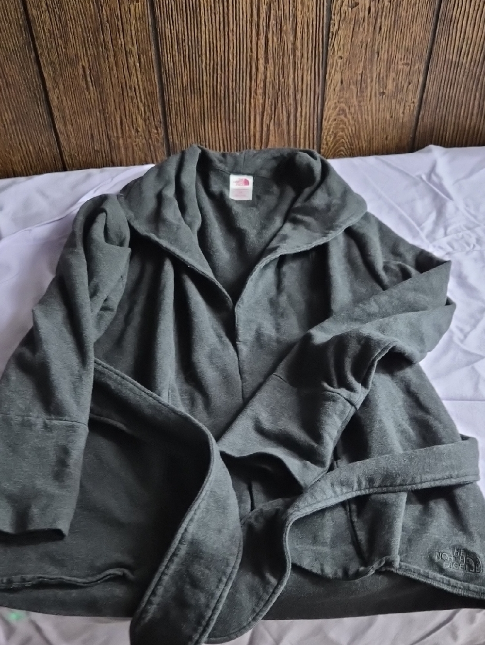 The North Face Charcoal Hooded Fleece Wrap Jacket